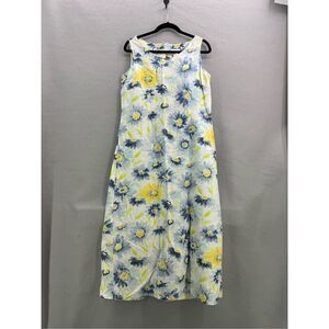 Vintage Liz Claiborne Womens Multicolor Floral Linen Blend Sheath Dress Size 12